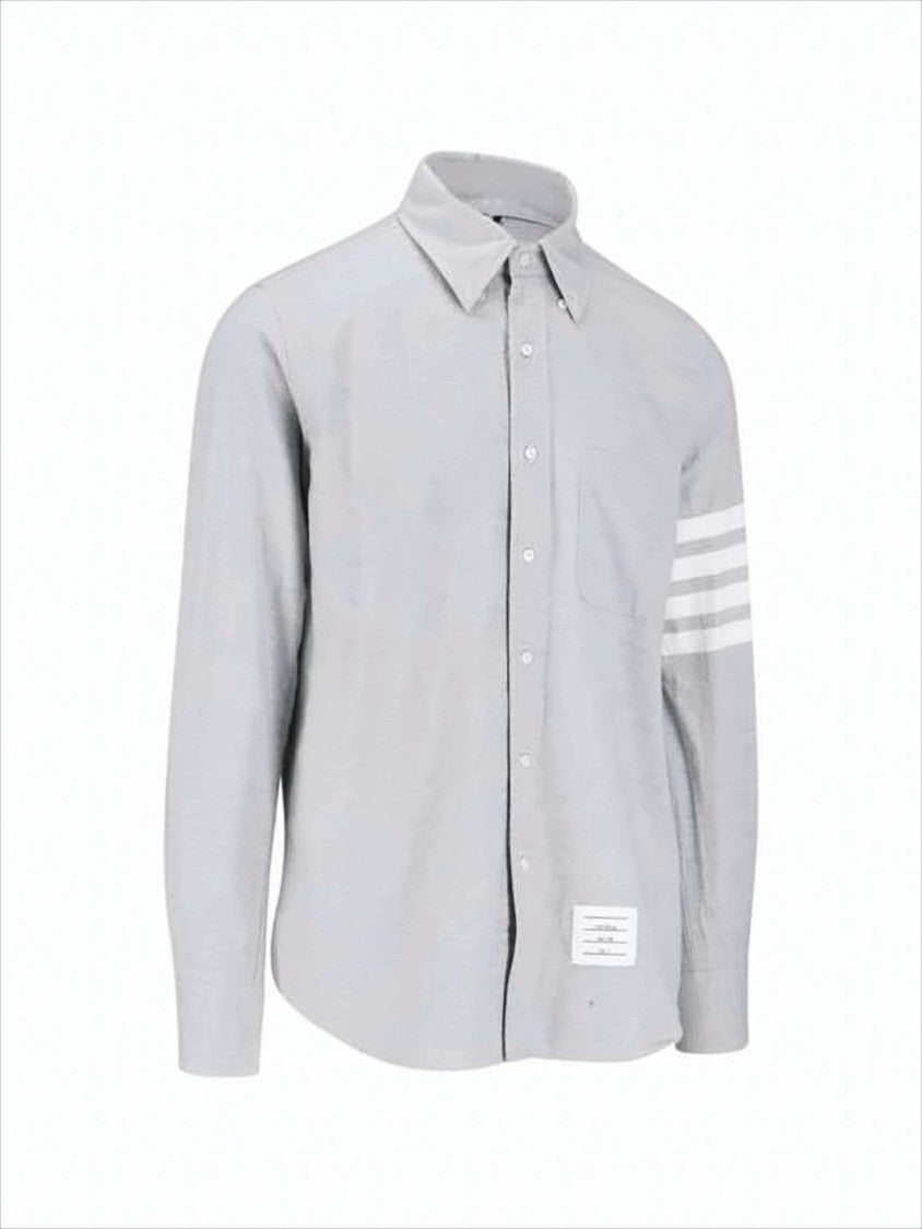 Thom Browne Classic Button-Down Long-Sleeve Shirt With Three-Stripe Detail