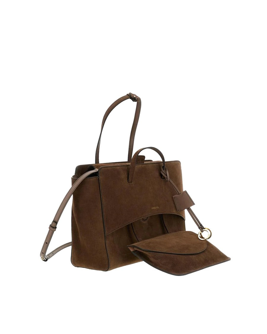Hidesins Structured Suede Shoulder Bag With Magnetic Closure And Integrated Pouch