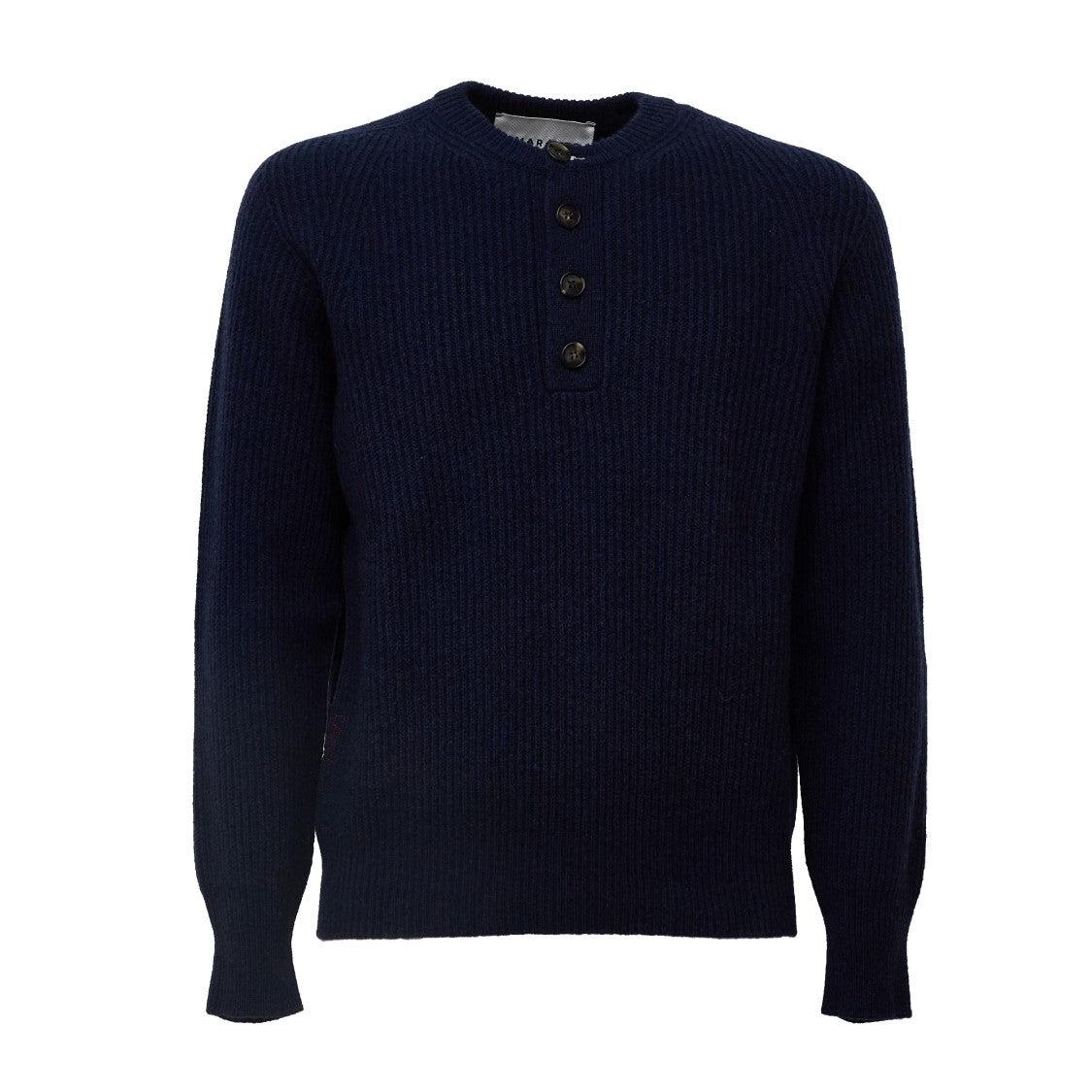 Amaranto Ribbed Knit Sweater With Four-Button Placket And Relaxed Fit