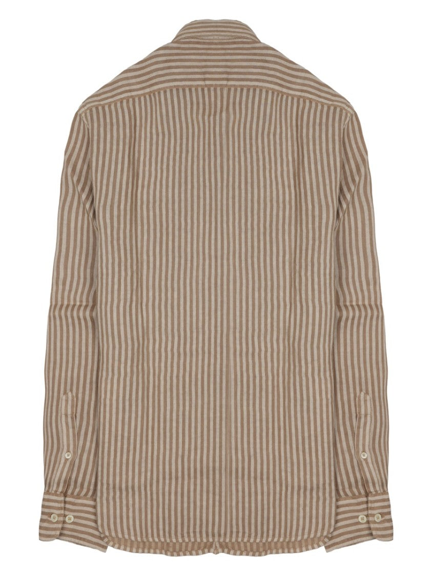120% Lino Vertical Striped Linen Long Shirt