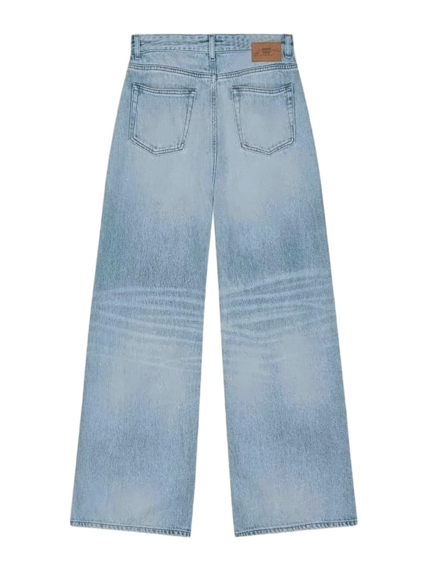 Ganni Wide-Leg Denim Trousers With Light Blue Wash