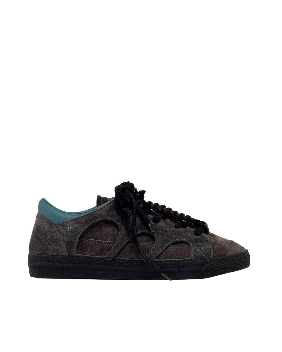 Santha Gray Love Park Low-Top Suede Sneakers
