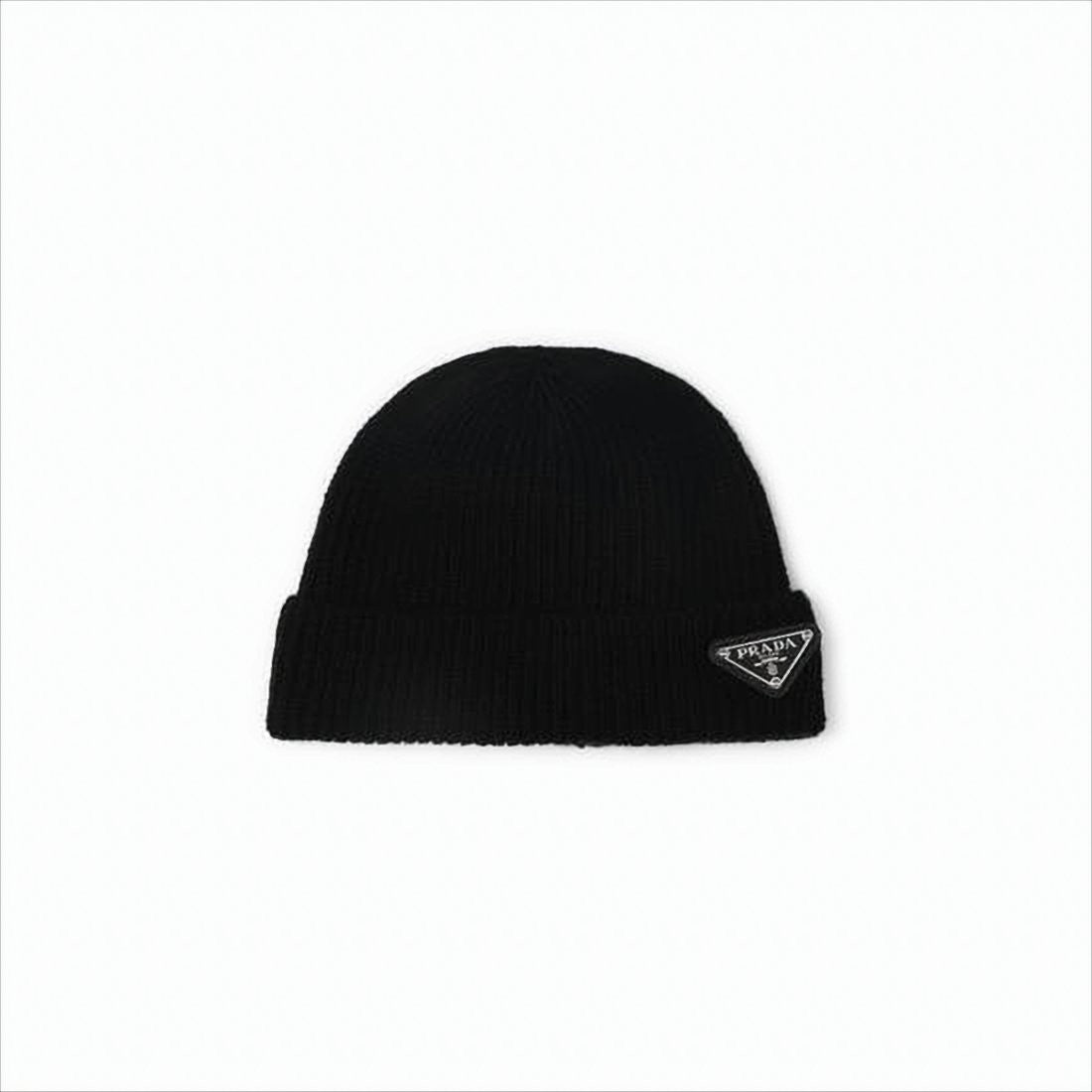 Prada Ribbed Knit Beanie With Folded Cuff