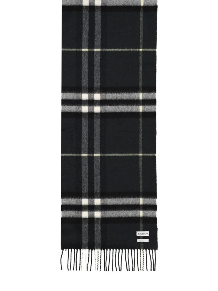 Burberry Cashmere Fringed Check Scarf