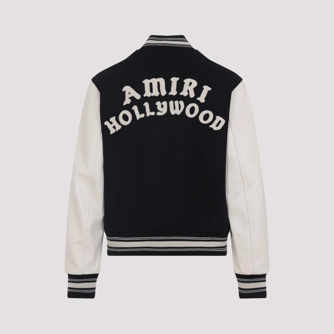 Amiri Tailored Black Wool Blend Varsity Jacket With Embroidered Details