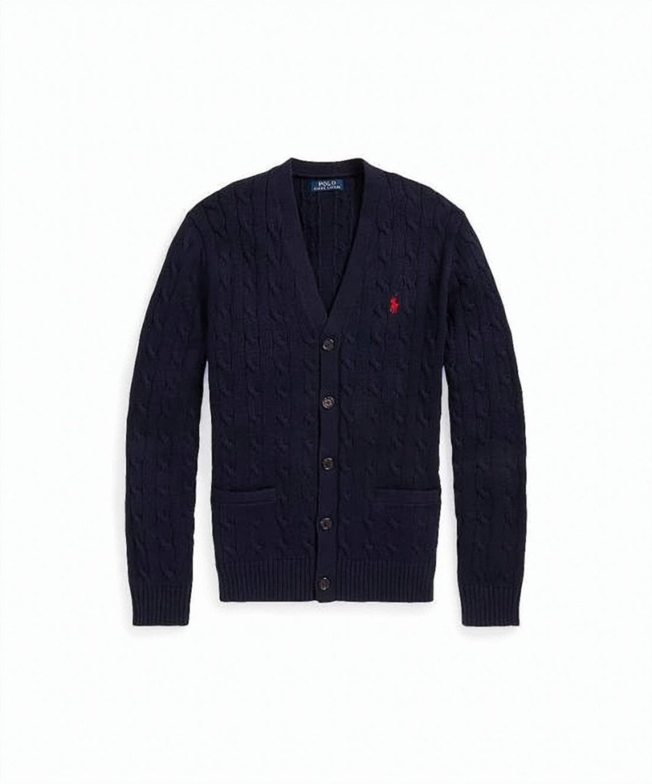 Polo Ralph Lauren Cable Knit Cardigan With V-Neckline And Button Closure