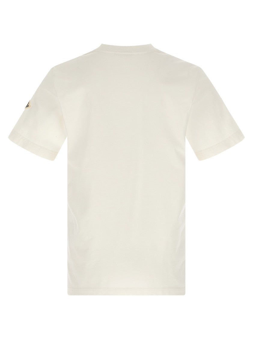 Moncler Flocked Logo T-Shirt In Organic Cotton With Aesthetics