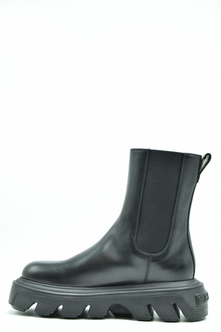 Casadei Minimalist Black Ankle Boots Chunky Sole