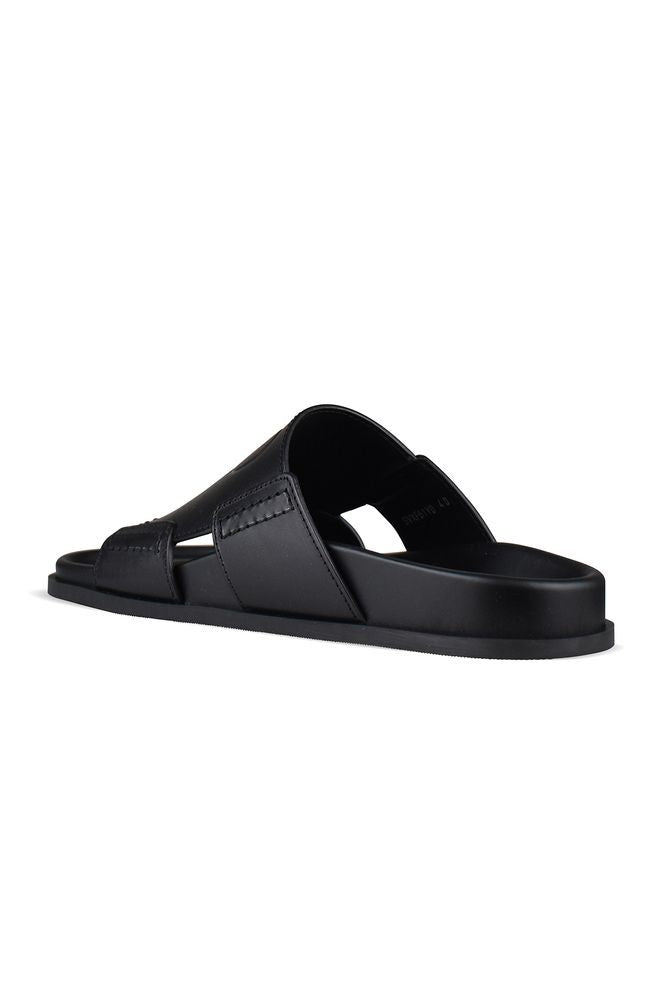 Valentino Garavani Black Leather Vlogo Sandals