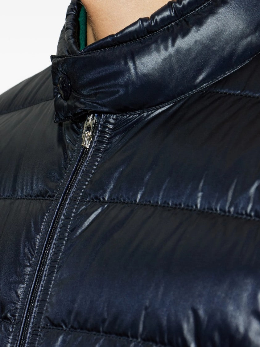 Moncler Black High-Collar Puffer Jacket With Glossy Finish