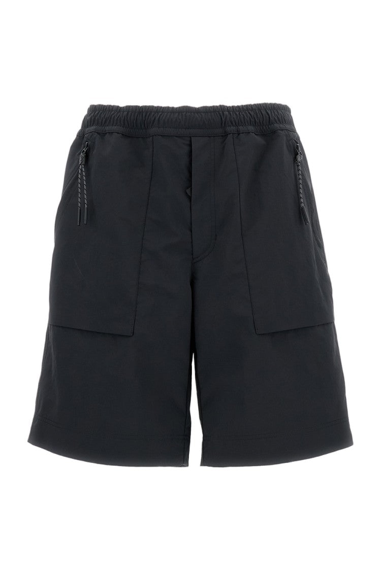 Moncler Grenoble Black Tech Twill Drawstring Shorts
