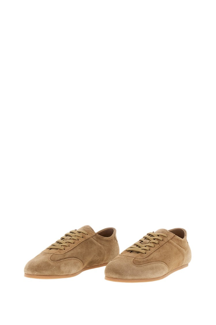Common Projects Beige Gold-Stamped Serial Number Driving Suede Low-Top Sneakers