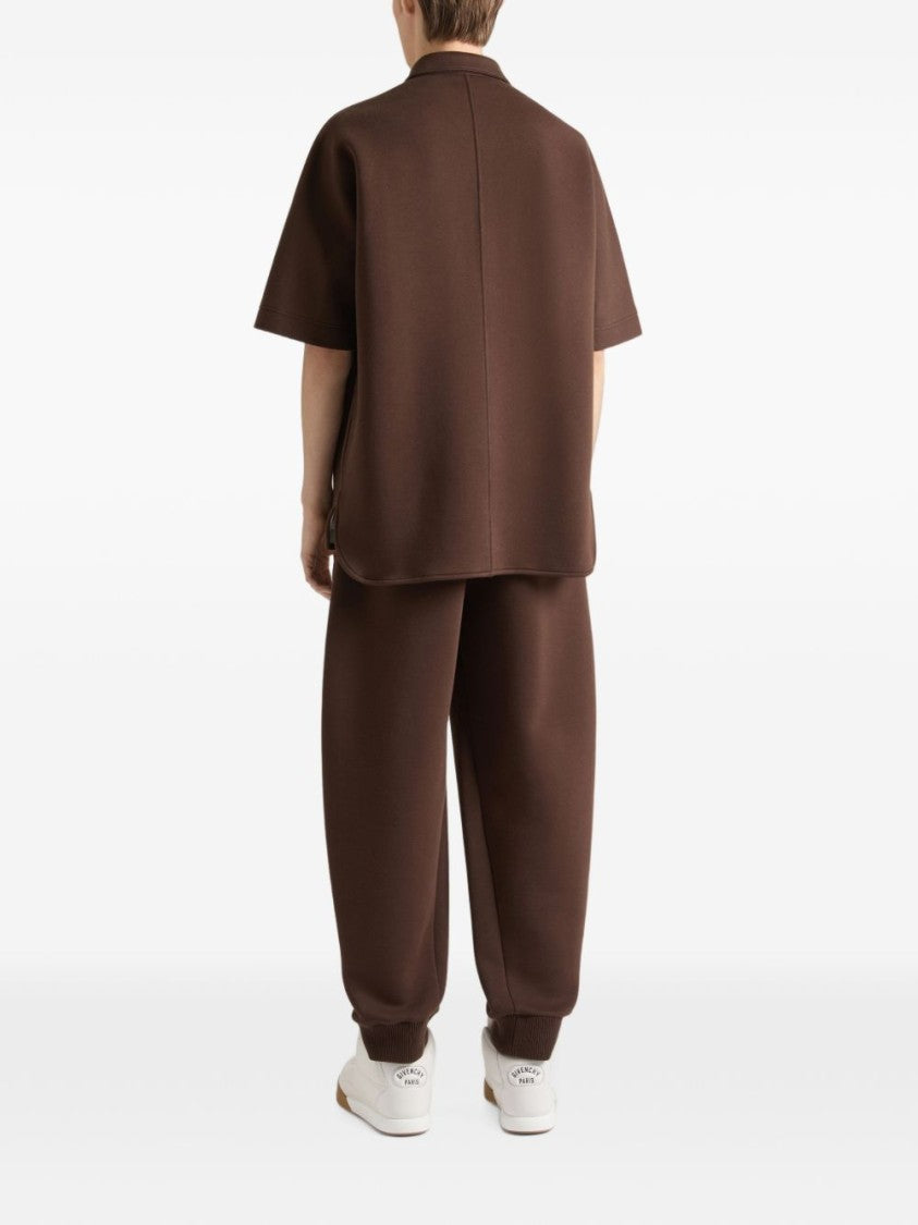 Givenchy Boxy Cropped Metallic Closure Classic Collar Shirt