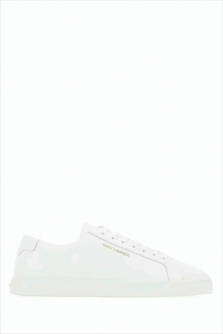 Saint Laurent Minimalist Low-Top Leather Sneakers With Gold Branding