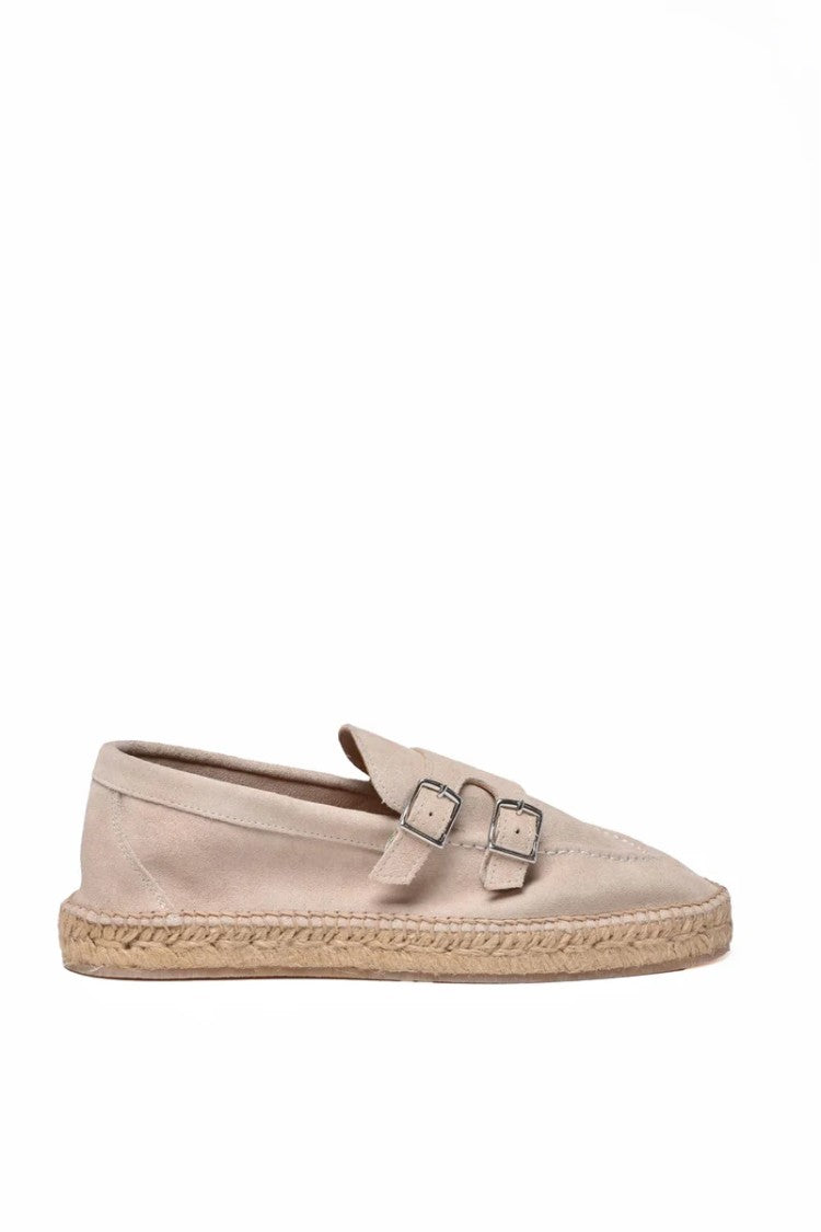Eleventy Suede Moccasin With Rope Heel - Beige