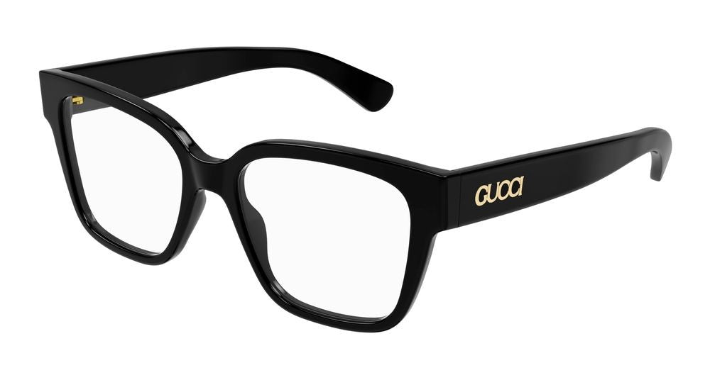 Gucci Black Gold-Tone Detail Oversized Square Eyeglasses