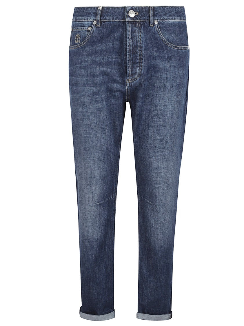 Brunello Cucinelli Medium Blue Straight-Leg Denim Jeans