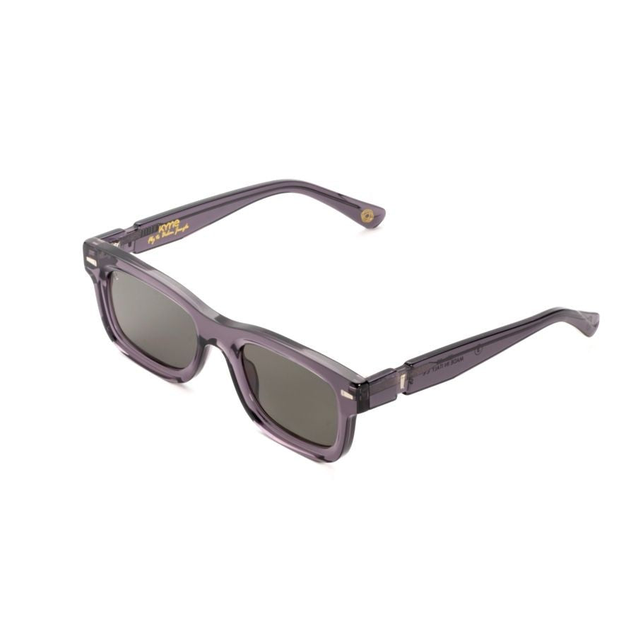 Kyme Jedi3 Bold Rectangular Sunglasses With Translucent Smoky Purple Frame