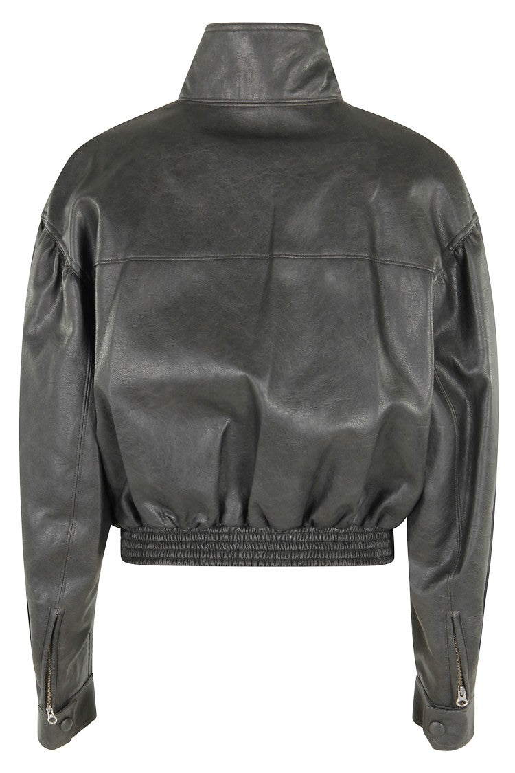 Low Classic Charcoal Eco Leather Short Jacket