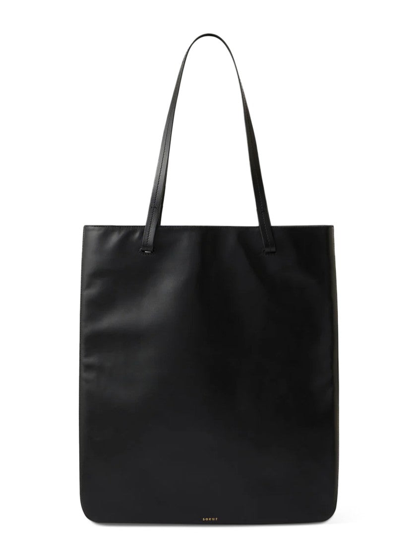 Soeur Minimalist Tote Bag With Smooth Black Finish