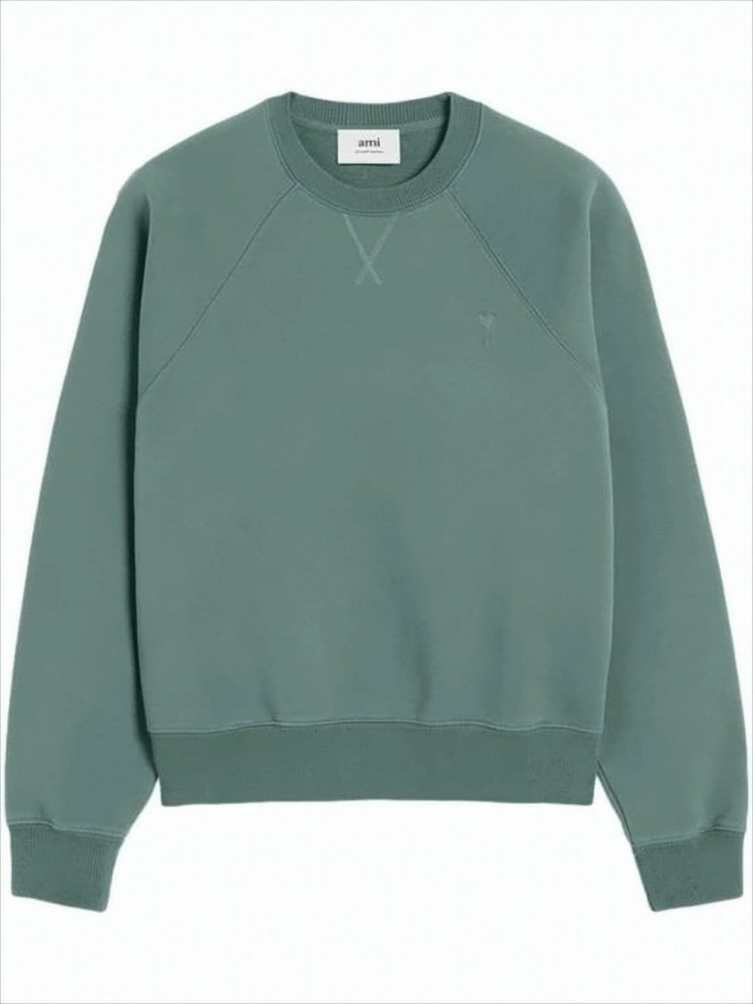 Ami Paris Relaxed Fit Long-Sleeve Crewneck Sweatshirt With Tonal Embroidery