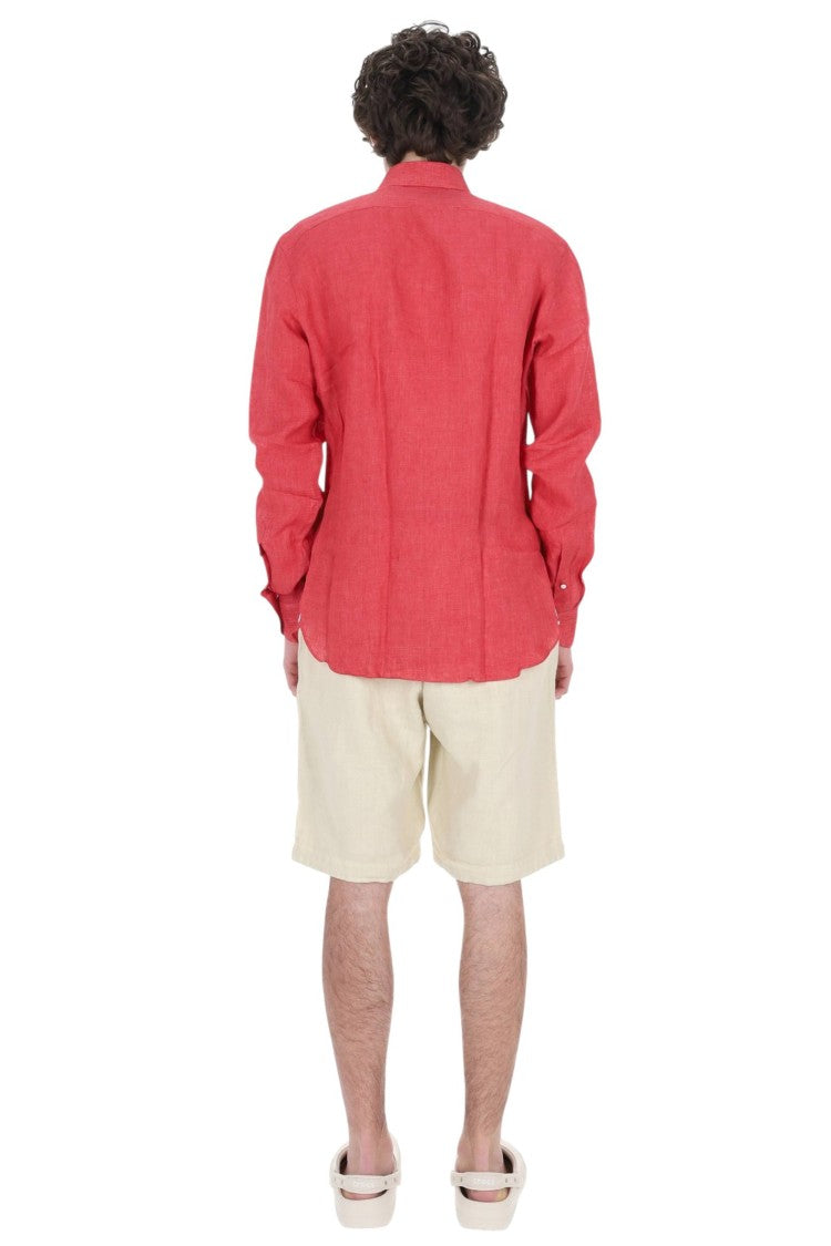 Borriello Red Pure Linen Casual Shirt