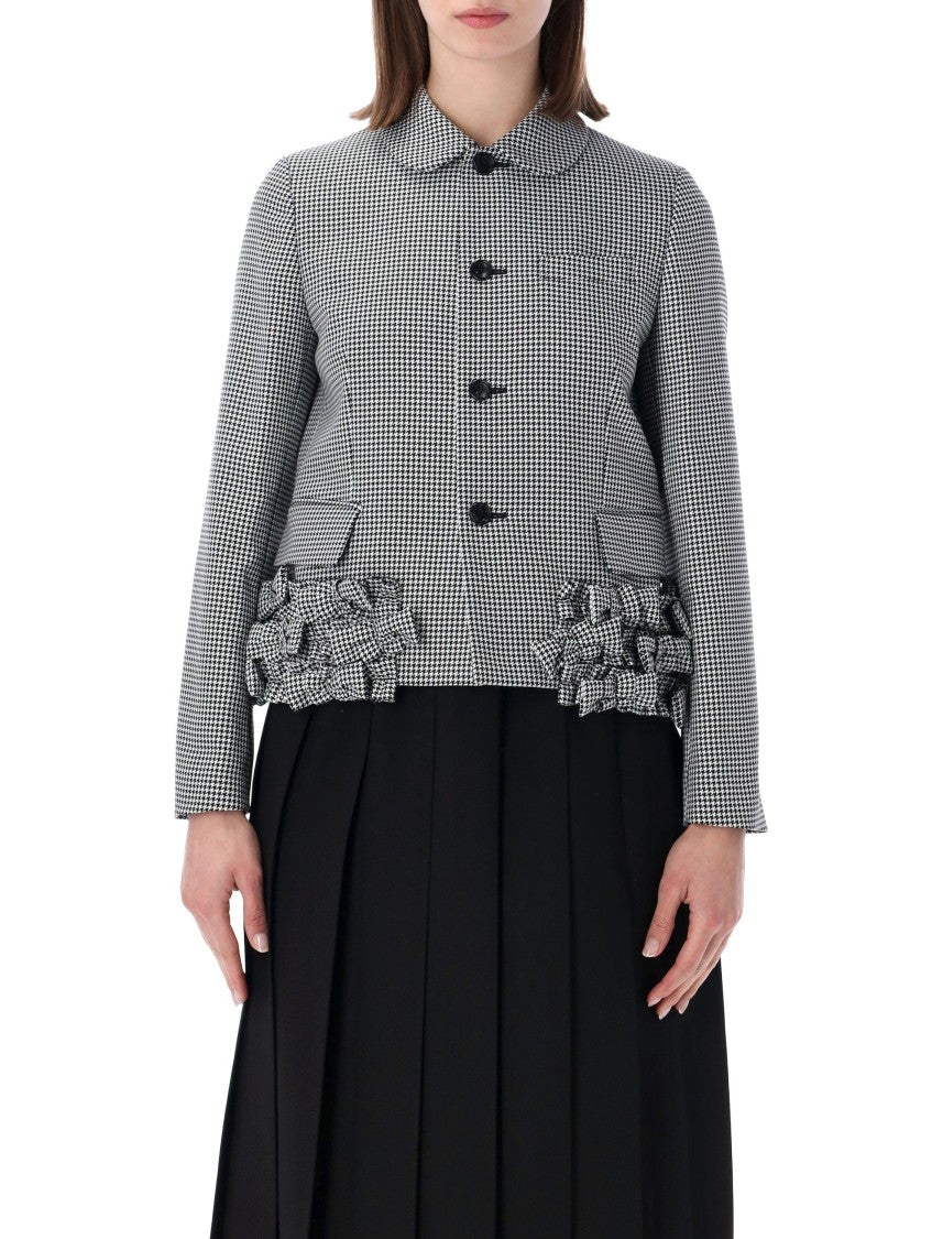 Comme Des Garçons Houndstooth Structured Hem Bows Jacket