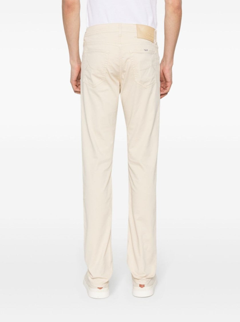 Jacob Cohen Light Beige Cotton Blend Mid-Rise Bard Jeans