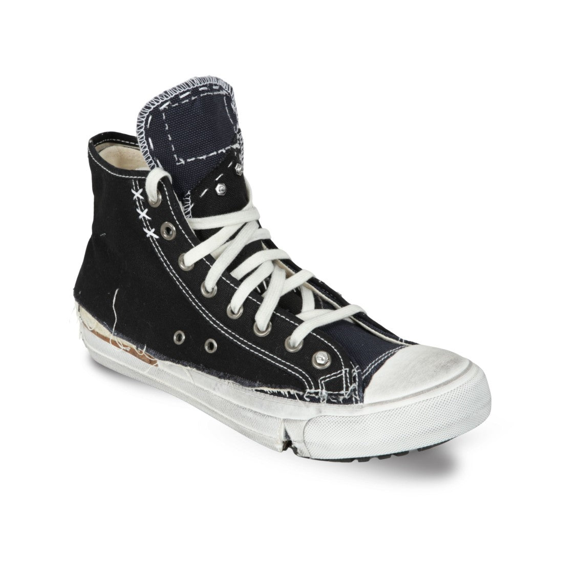 Maison Margiela High-Top Sneakers With Layered Canvas