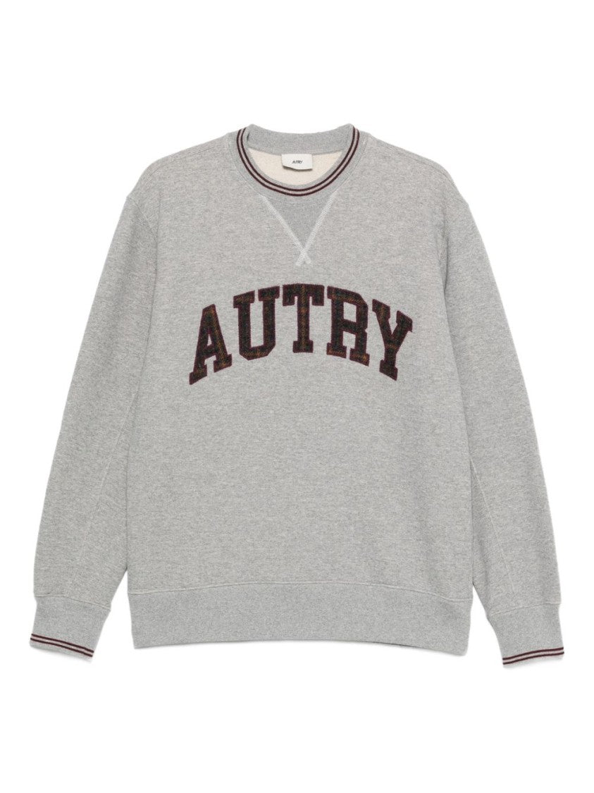 Autry Relaxed Fit Gray Sweatshirt With Textured Logo