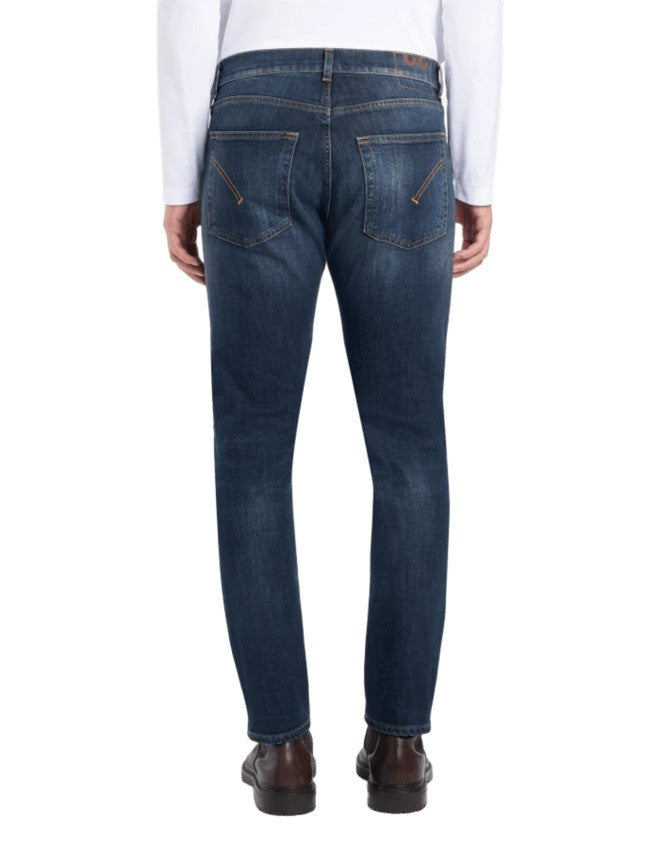 Dondup Vintage Dark Blue Straight Leg Jeans With Classic Five-Pocket Design