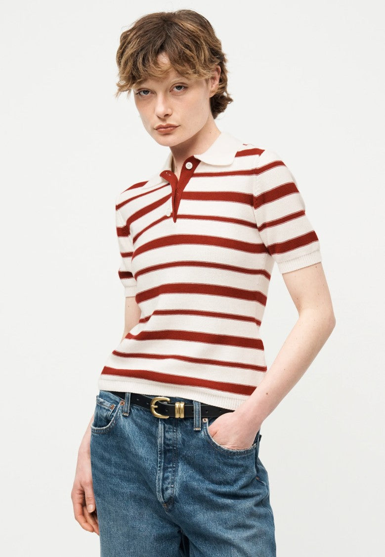 Max Mara White Red Cotton Blend Sweater