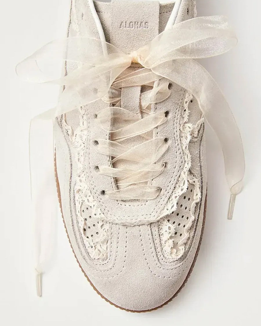 Alohas Low Silhouette Suede Sneakers With Crochet Detail