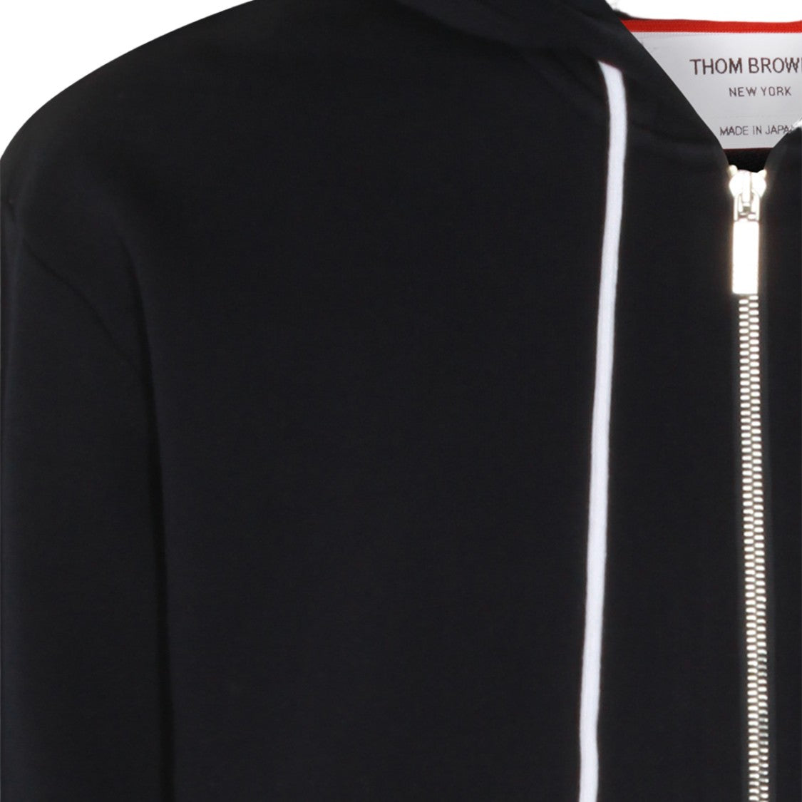 Thom Browne Black Zip-Up Hoodie With Contrast Detailing