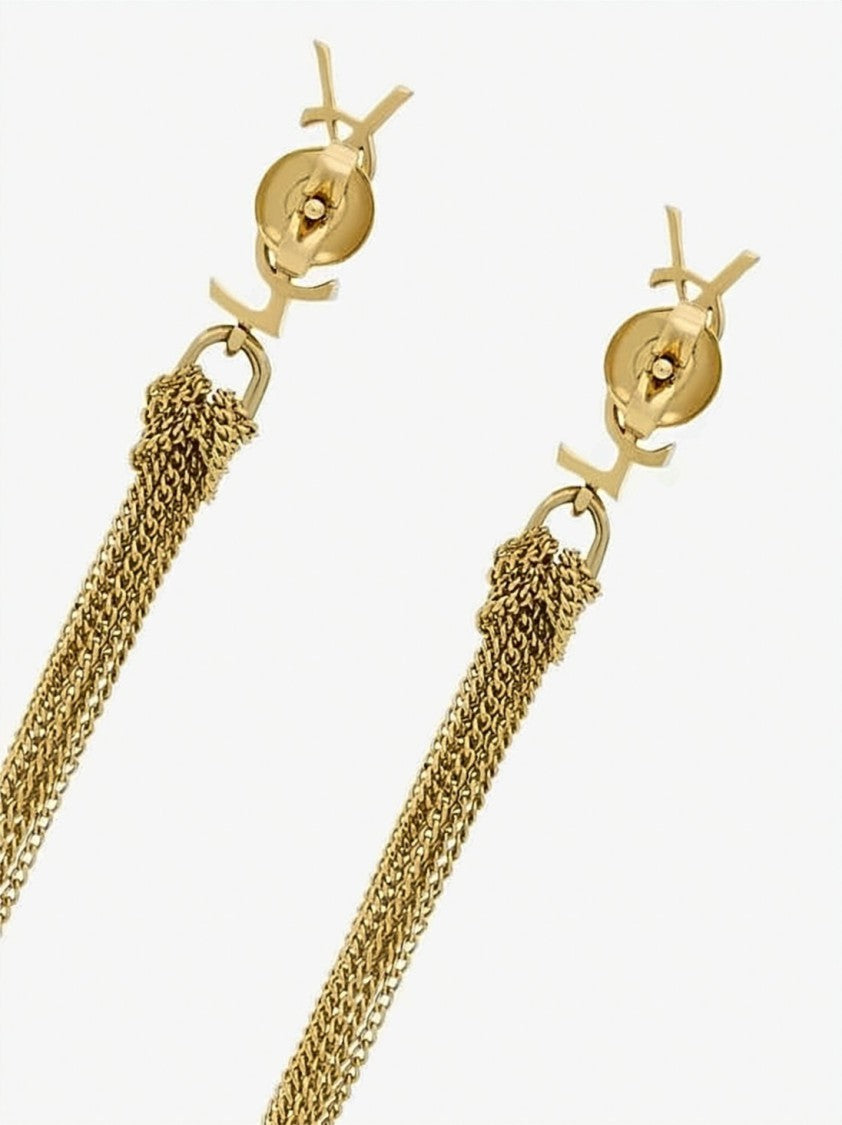 Saint Laurent Gold Metal Cassandra Interlocking Logo Earrings