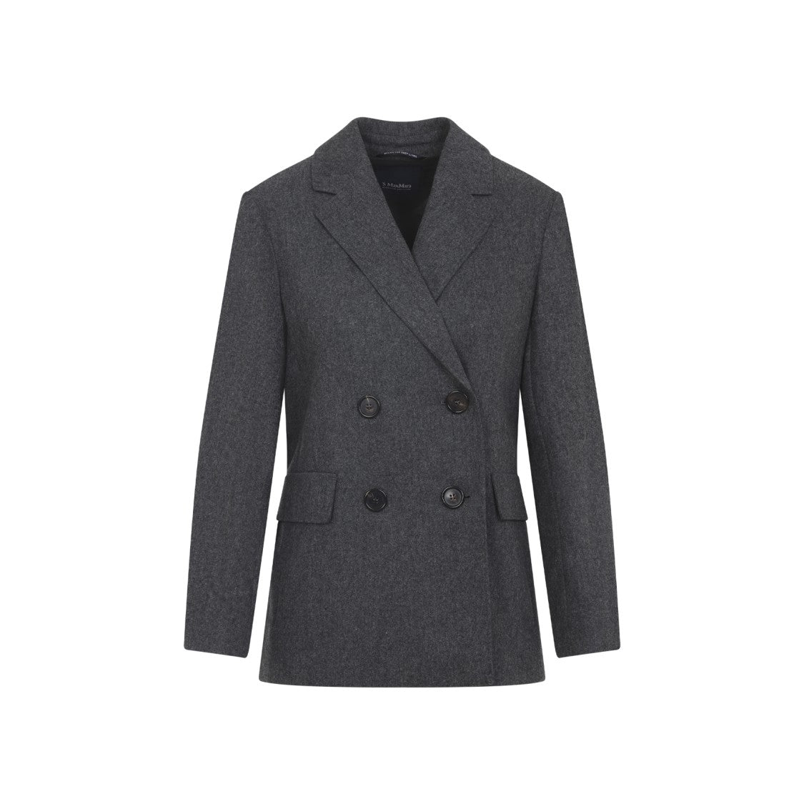 Max Mara Double-Breasted Charcoal Grey Wool Blend Jacket