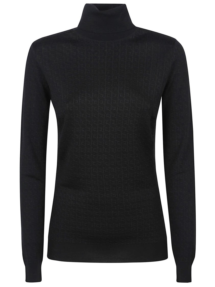 Elisabetta Franchi Tricot Viscose-Blend Fitted Turtleneck Sweater