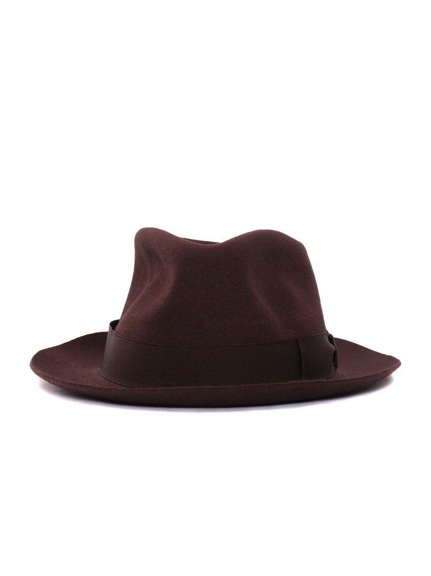 Borsalino Small Brim Fedora Hat With Structured Crown And Subtle Detailing