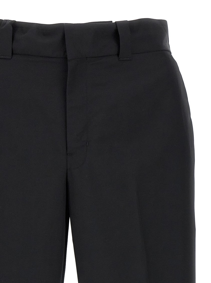 Prada Straight-Leg Wool Blend Pants With Triangle Logo Detail