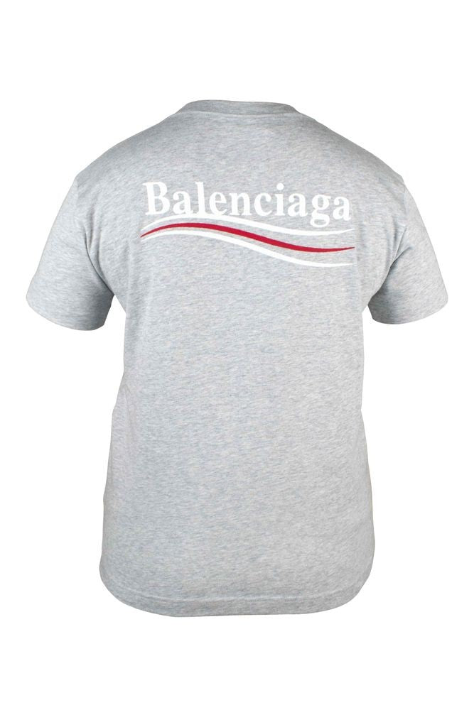 Balenciaga Oversized Grey T-Shirt With Embroidered Logo Accents