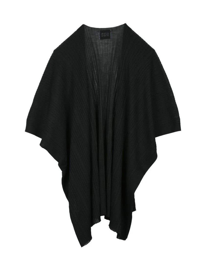 Alpha Studio Black Viscose Polyester Open Cardigan