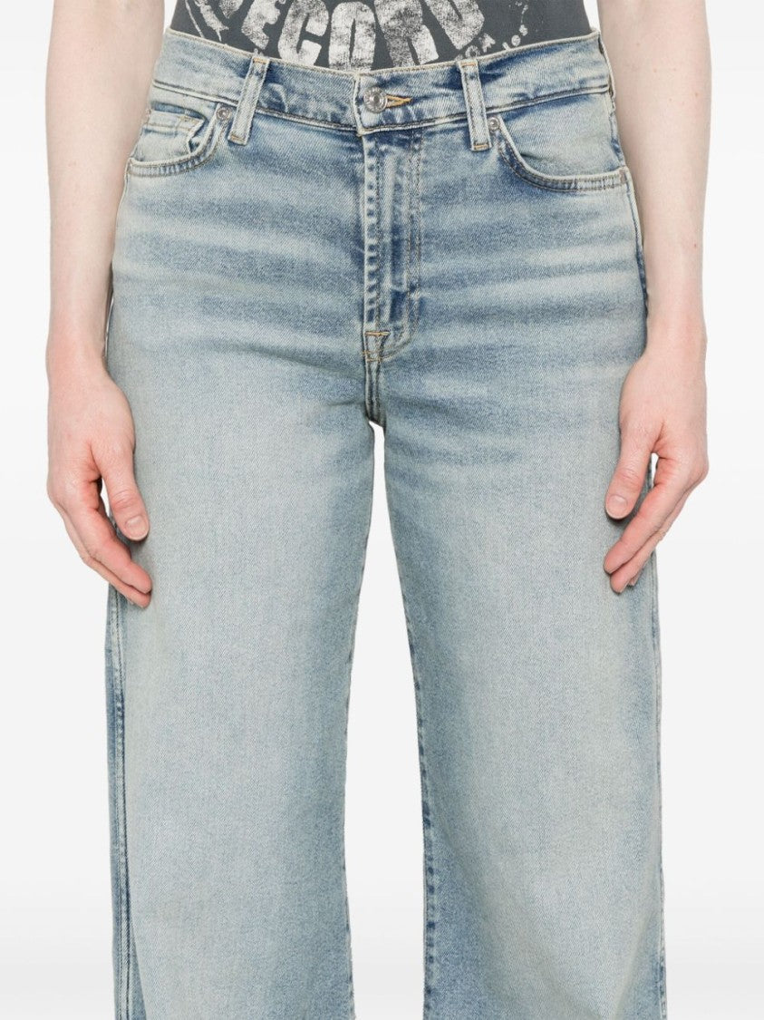Seven Wide-Leg Light Blue Jeans With Classic Five-Pocket Design