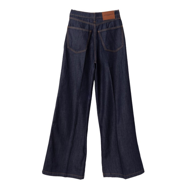 Officine Generale Dark Indigo Mid Waisted Wide Leg Jeans