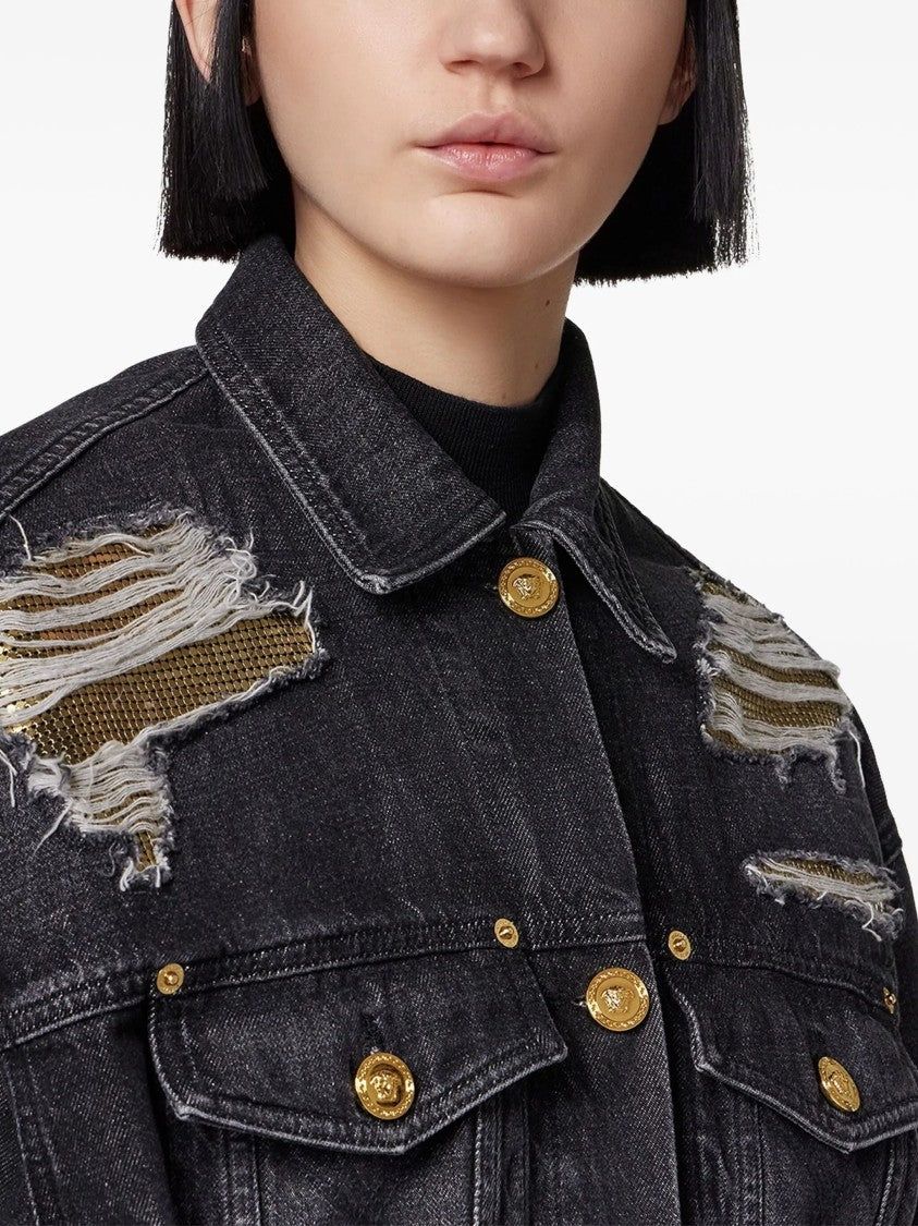 Versace Indigo Blouson Denim Vintage Distressed Jacket