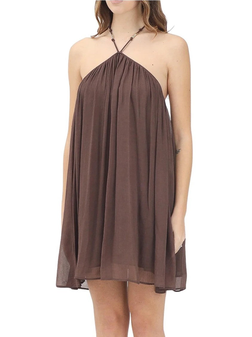Patrizia Pepe Brown Viscose Crepe Mini Dress