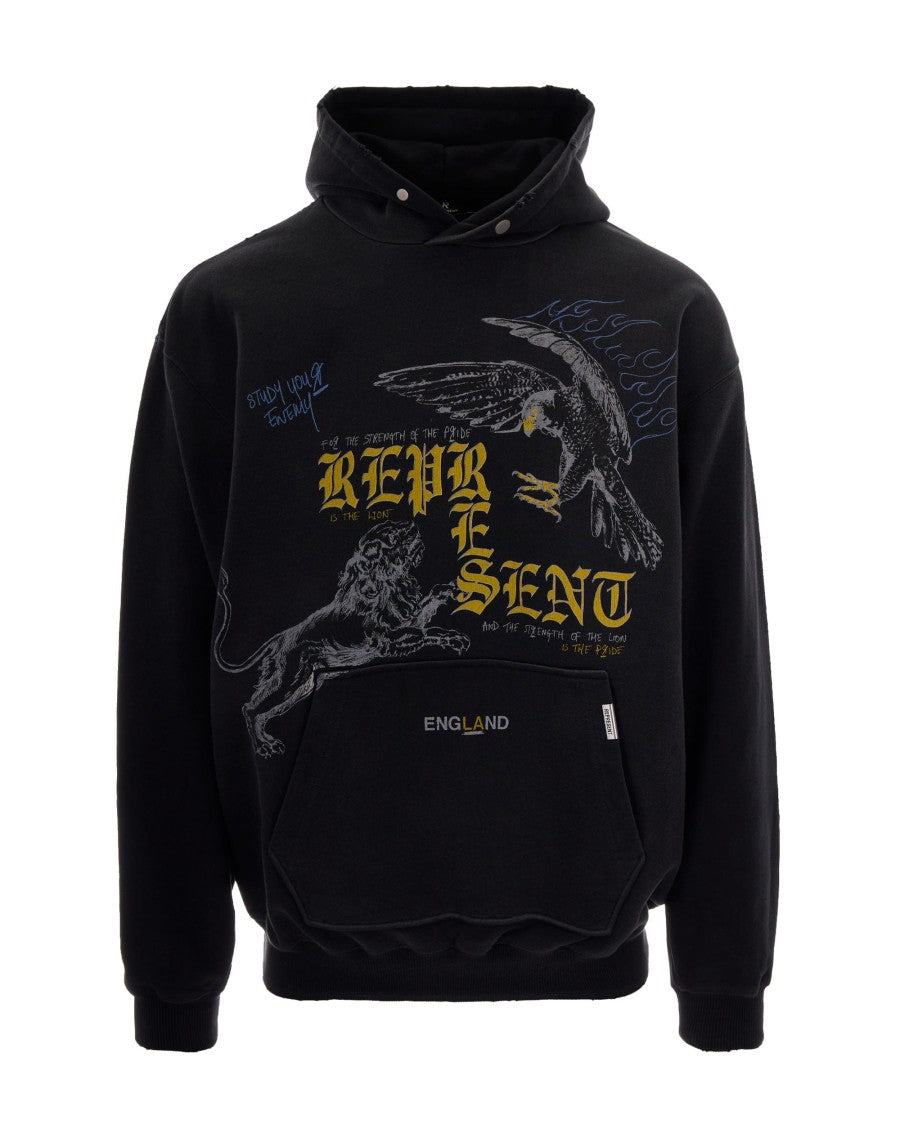 Represent Oversized Black Graphic Hoodie With Iconic Motif