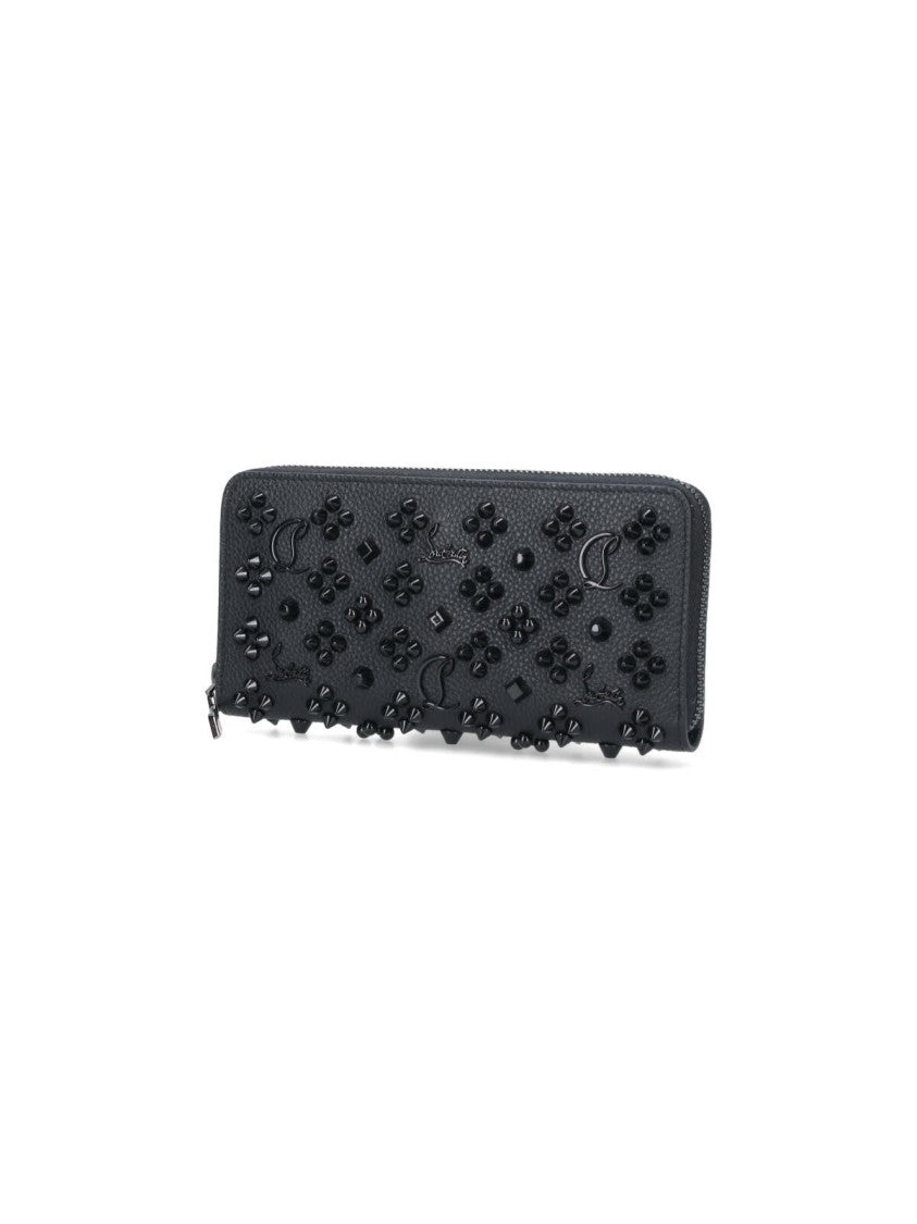 Christian Louboutin Continental Wallet In Textured Black Leather