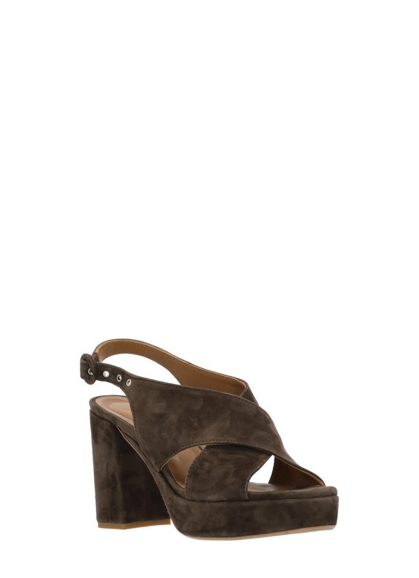 Juilie Dee Brown Crossed Bands Suede Sandals