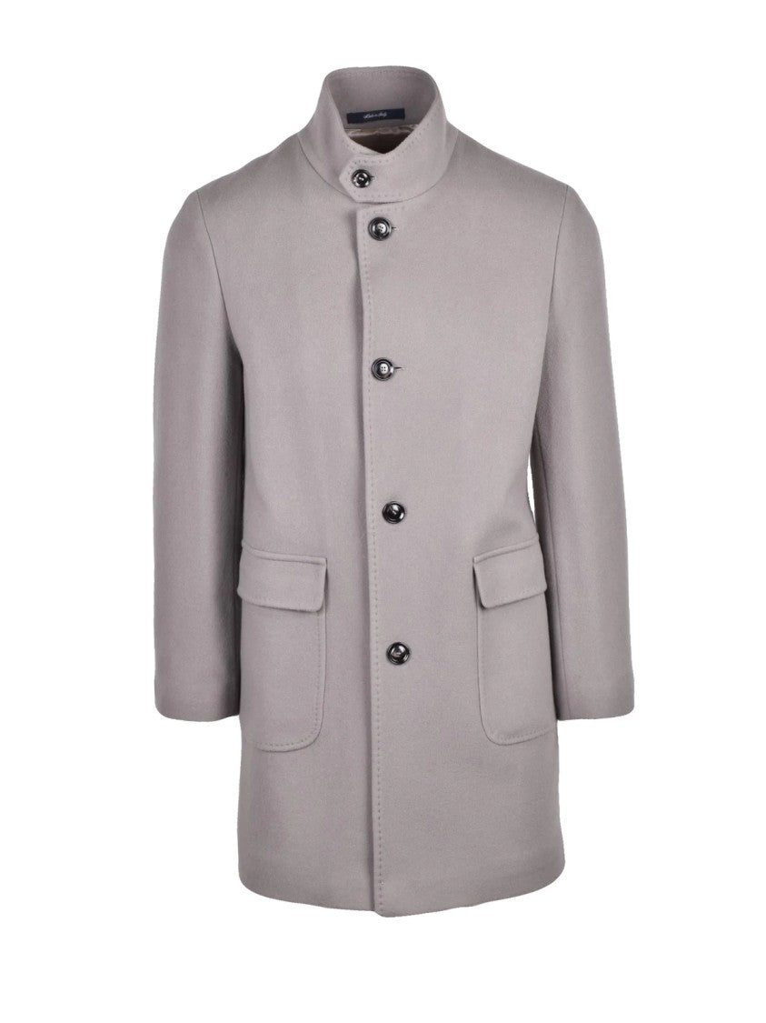 Savese Club Grey Mid-Length Virgin Wool Coat