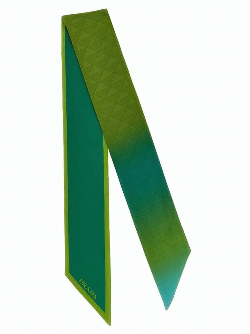 Prada Gradient Silk Scarf With Quilted Texture And Logo